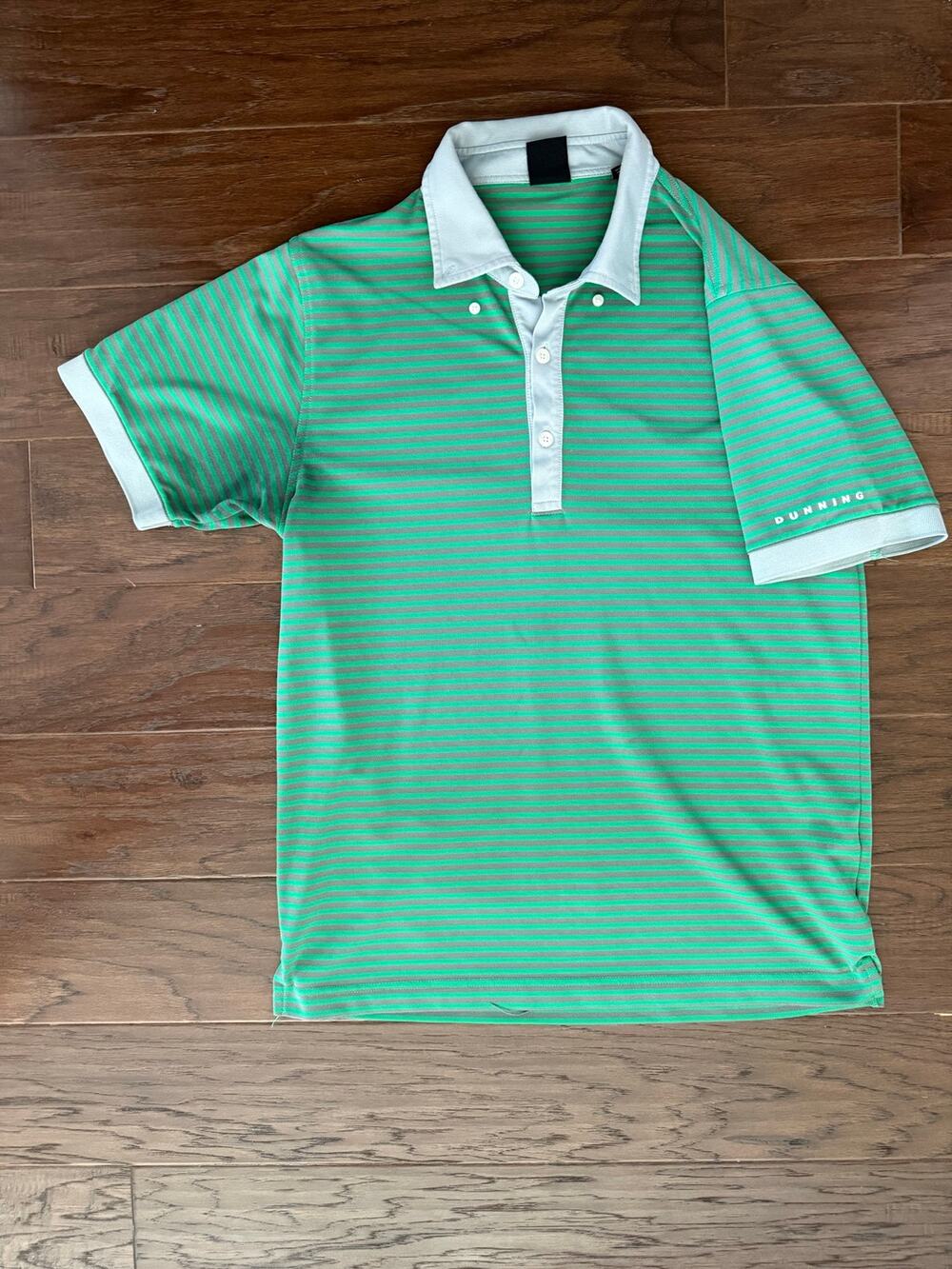 Dunning Green and Gray Striped Large Golf Polo